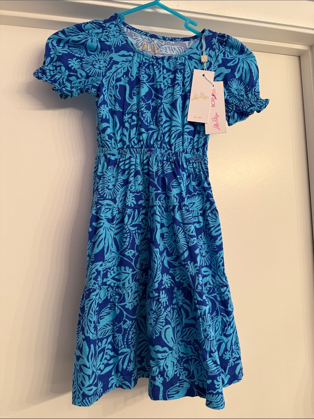 Lilly Pulitzer Girls' Blue Floral Puff-Sleeve Dress